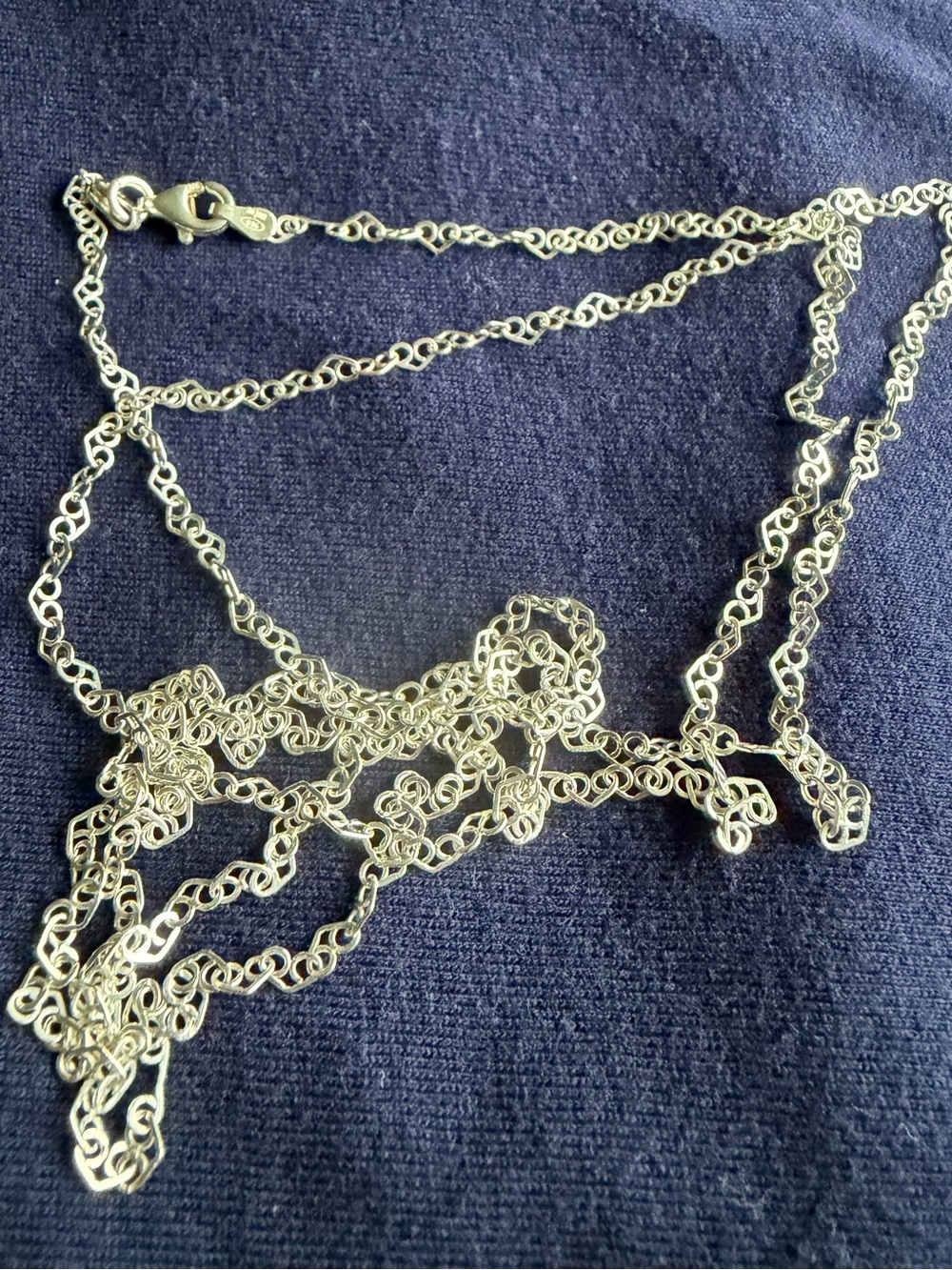Sterling Silver Heart Link Chain Necklace - 34 inches